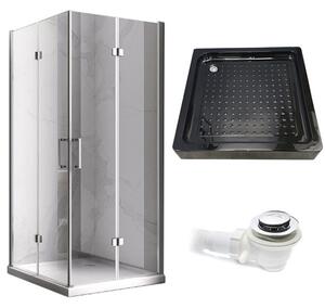 BPS-koupelny Čtvercový sprchový kout HYD-SK08C 90x90 chrom/transparent + vanička HYD-SSV-SXL02B černá