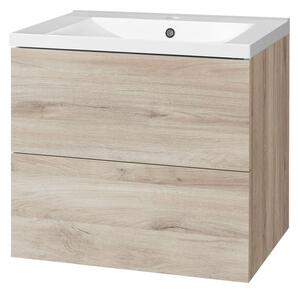 Mereo Mereo, Aira, koupelnová skříňka s umyvadlem z litého mramoru 61 cm, bílá, dub, šedá, CN720M