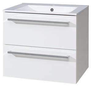 Mereo Mereo, Bino, koupelnová skříňka s keramickým umyvadlem 61 cm, bílá, dub, CN660