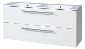 Mereo Mereo, Bino, koupelnová skříňka s keramickým umyvadlem 121 cm, bílá, dub, CN663
