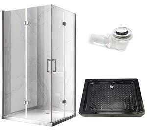 BPS-koupelny Obdélníkový sprchový kout HYD-OK12B 100x80 chrom/transparent + vanička HYD-OSV-SXL03C černá