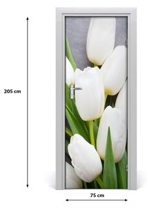 Samolepící fototapeta na dveře Bílé krokusy 75x205 cm