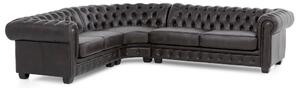 Kožená sedačka Chesterfield II pravá kůže červena (Rohová sedačka Chesterfield)