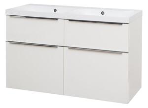 Mereo Mereo, Mailo, koupelnová skříňka s umyvadlem z litého mramoru 121 cm, bílá, dub, antracit, CN513M