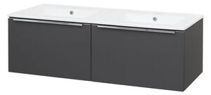 Mereo Mereo, Mailo, koupelnová skříňka s keramickým umyvadlem 121 cm, bílá, dub, antracit, CN538