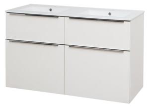 Mereo Mereo, Mailo, koupelnová skříňka s keramickým umyvadlem 121 cm, bílá, dub, antracit, CN513