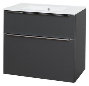 Mereo Mereo, Mailo, koupelnová skříňka s keramickým umyvadlem 81 cm, bílá, dub, antracit, CN531