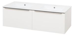 Mereo Mereo, Mailo, koupelnová skříňka s keramickým umyvadlem 121 cm, bílá, dub, antracit, CN518