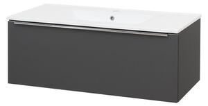 Mereo Mereo, Mailo, koupelnová skříňka s keramickým umyvadlem 101 cm, bílá, dub, antracit, CN537