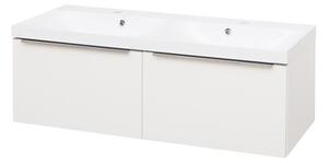 Mereo Mereo, Mailo, koupelnová skříňka s umyvadlem z litého mramoru 121 cm, bílá, dub, antracit, CN518M
