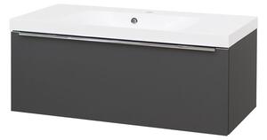 Mereo Mereo, Mailo, koupelnová skříňka s umyvadlem z litého mramoru 101 cm, bílá, dub, antracit, CN537M