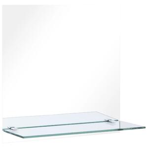 Nástěnné zrcadlo s policí 50 x 50 cm tvrzené sklo
