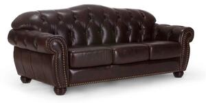 Pohovka Chesterfield kůže 3 místná hnědá (Kožená pohovka)