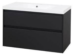 Mereo Mereo, Opto, koupelnová skříňka s umyvadlem z litého mramoru 101 cm, bílá, dub, bílá/dub, černá, CN942M