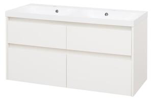 Mereo Mereo, Opto, koupelnová skříňka s umyvadlem z litého mramoru 121 cm, bílá, dub, bílá/dub, černá, CN913M
