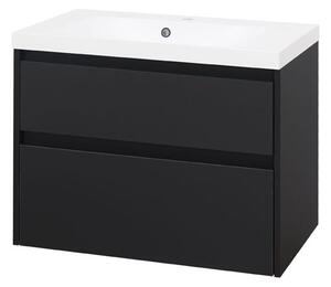 Mereo Mereo, Opto, koupelnová skříňka s umyvadlem z litého mramoru 81 cm, bílá, dub, bílá/dub, černá, CN941M