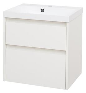 Mereo Mereo, Opto, koupelnová skříňka s umyvadlem z litého mramoru 61 cm, bílá, dub, bílá/dub, černá, CN910M