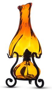 Bohemia Crafts Petrolejová lampa z hutního skla ručně tvarovaná – Ambrový král 03H02