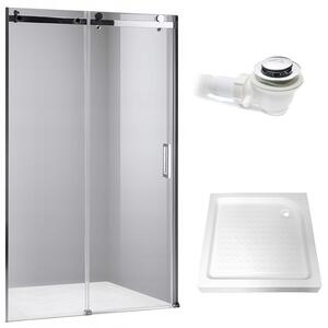 BPS-koupelny Posuvné sprchové dveře HYD-PD03B 100 chrom/transparent pro instalaci do niky + vanička HYD-OSV-SXL03C 100x80 bílá