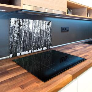 Kuchyňská deska velká skleněná Břízy zimou pl-ko-80x52-f-76031939