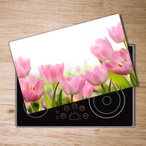 Deska na krájení skleněná Růžové tulipány pl-ko-80x52-f-76412458