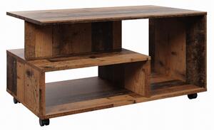 Konferenční stolek na kolečkách Astor, vintage optika dřeva