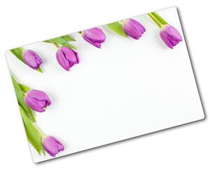 Deska na krájení skleněná Fialové tulipány pl-ko-80x52-f-78573099