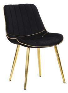 Set 2 ks sametových židlí Mauro Ferretti Tarbea 51x59x79 cm, černá/zlatá