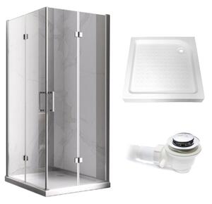 BPS-koupelny Čtvercový sprchový kout HYD-SK08C 90x90 chrom/transparent + vanička HYD-SSV-SXL02B bílá