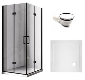 BPS-koupelny Čtvercový sprchový kout HYD-SK08B 80x80 černá/transparent + vanička HYD-SSV-ST02A bílá