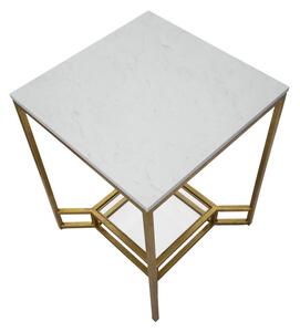 Odkládací stolek Mauro Ferretti Doros, 47x47x60 cm, zlatá/bílá