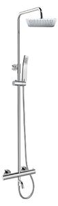 Mereo Mereo, Termostatická nástěnná vanová baterie s hadicí, ruční a talířovou hranatou sprchou slim 200x200mm, CB60101TSD