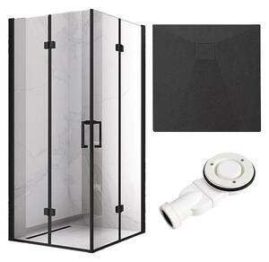BPS-koupelny Čtvercový sprchový kout HYD-SK08C 90x90 černý/transparent + vanička HYD-SSV-RIKO černá