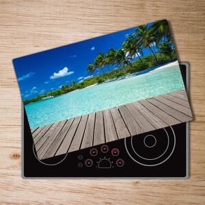 Kuchyňská deska skleněná Tropická pláž pl-ko-80x52-f-83145029