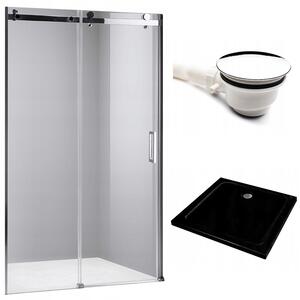 BPS-koupelny Posuvné sprchové dveře HYD-PD03B 100 chrom/transparent pro instalaci do niky + vanička HYD-OSV-ST06A 100x100 bílá