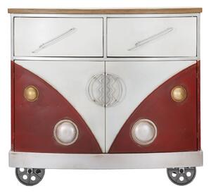 Barová komoda Mauro Ferretti Car, 90x42x81 cm, červená/bílá