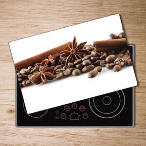 Kuchyňská deska velká skleněná Zrnka kávy skořice pl-ko-80x52-f-84266908