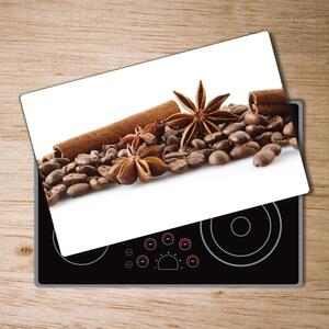 Kuchyňská deska velká skleněná Zrnka kávy skořice pl-ko-80x52-f-84266938
