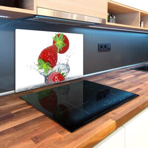 Kuchyňská deska velká skleněná Spadající jahody pl-ko-80x52-f-85065698