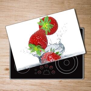 Kuchyňská deska velká skleněná Spadající jahody pl-ko-80x52-f-85065698