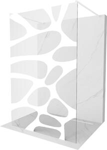 Mexen Kioto, průchozí sprchová zástěna 100 x 200 cm, 8mm sklo čiré/bílý vzor, 2x bílá stabilizační rozpěra, 800-100-002-20-97