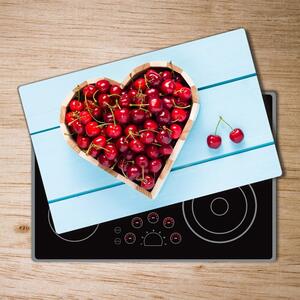 Kuchyňská deska velká skleněná Srdce z viště pl-ko-80x52-f-85205514