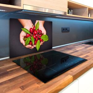 Kuchyňská deska velká skleněná Višně v dlaních pl-ko-80x52-f-86262408