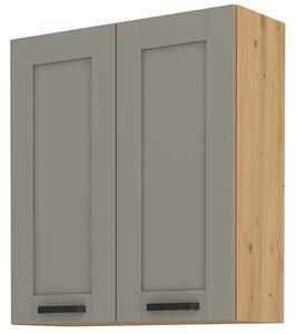 Horní dvoudveřová kuchyňská skříňka Lucid 80 G 90 2F (dub artisan + claygrey). 1045504
