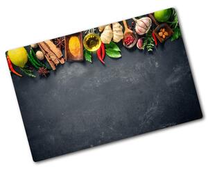 Kuchyňská deska velká skleněná Bylinky a koření pl-ko-80x52-f-87648467