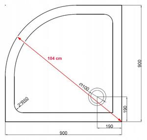 BPS-koupelny Čtvrtkruhový sprchový kout HYD-RK94B 90x90 cm chrom/transparent + vanička HYD-RSV-ST01B bílá