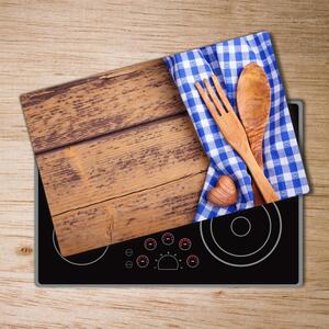 Kuchyňská deska velká skleněná Dřevěné příbory pl-ko-80x52-f-88440875