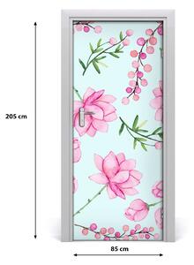 Samolepící fototapeta na dveře květy a jahody 85x205 cm