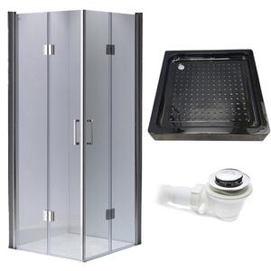 BPS-koupelny Čtvercový sprchový kout HYD-SK1290B 90x90 chrom/transparent + vanička HYD-SSV-SXL02B černá