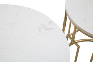 Set 2 ks odkládacích stolků Mauro Ferretti Lacemo, 46x55-39x48 cm, zlatá/bílá